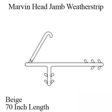 Marvin Single & Double Hung Head Jamb parting stop Weatherstrip V945 - Beige, 70"